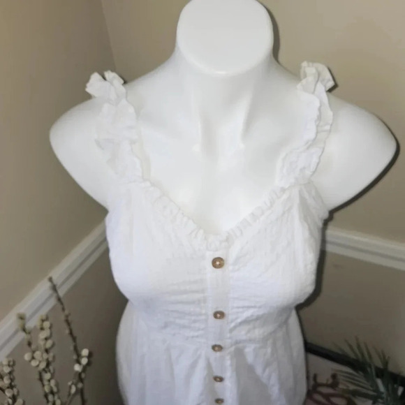 White Button Down Boho Midi Dress - Picture 3 of 6